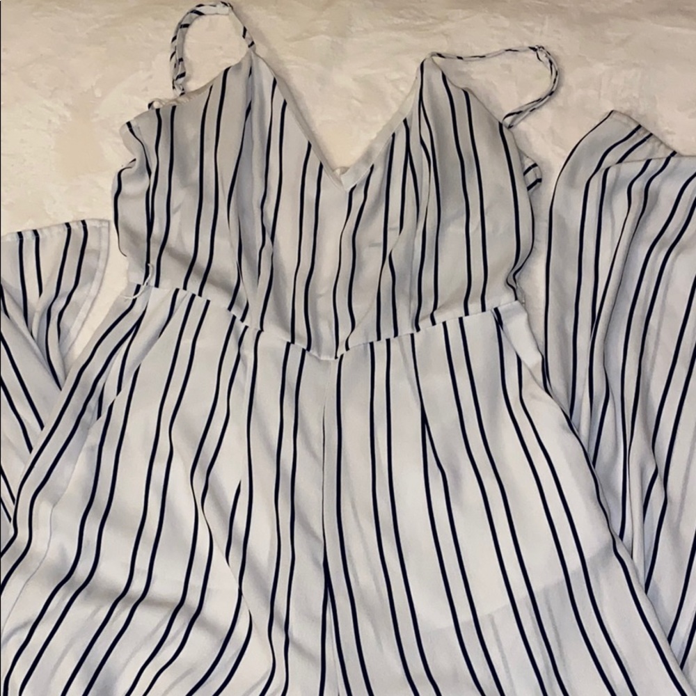 Black and White Striped Jumpsuit